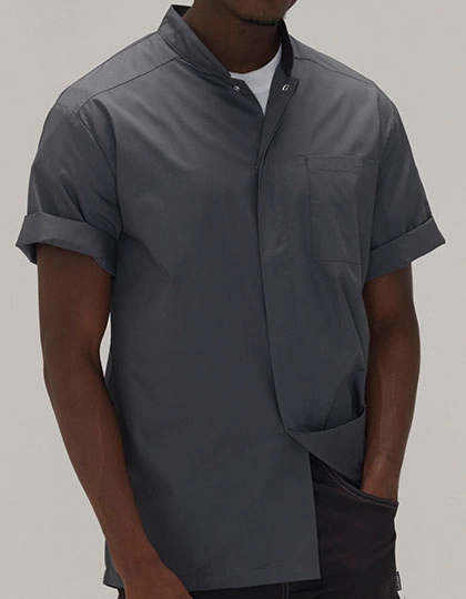 Men´s Prep Shirt zum Besticken und Bedrucken in der Farbe Storm Grey-Black mit Ihren Logo, Schriftzug oder Motiv.