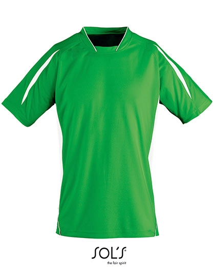 Short Sleeve Shirt Maracana 2 zum Besticken und Bedrucken in der Farbe Bright Green-White mit Ihren Logo, Schriftzug oder Motiv.