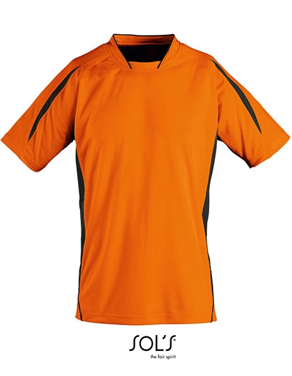 Short Sleeve Shirt Maracana 2 zum Besticken und Bedrucken in der Farbe Orange-Black mit Ihren Logo, Schriftzug oder Motiv.