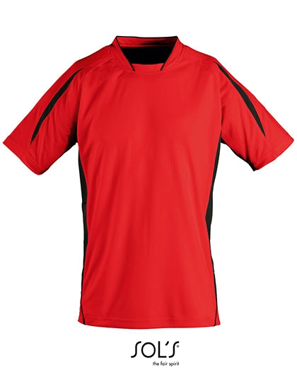 Short Sleeve Shirt Maracana 2 zum Besticken und Bedrucken in der Farbe Red-Black mit Ihren Logo, Schriftzug oder Motiv.
