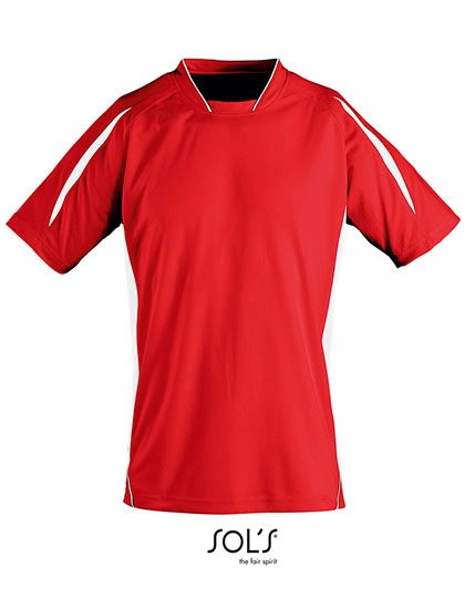 Short Sleeve Shirt Maracana 2 zum Besticken und Bedrucken in der Farbe Red-White mit Ihren Logo, Schriftzug oder Motiv.