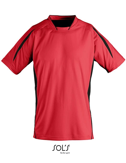 Kids´ Short Sleeve Shirt Maracana 2 zum Besticken und Bedrucken in der Farbe Red-Black mit Ihren Logo, Schriftzug oder Motiv.