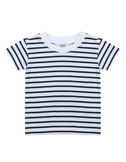 Short Sleeved Stripe T Shirt zum Besticken und Bedrucken in der Farbe White-Oxford Navy mit Ihren Logo, Schriftzug oder Motiv.