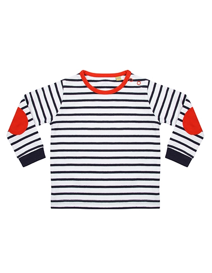Striped Long Sleeved T-Shirt zum Besticken und Bedrucken in der Farbe Navy-White mit Ihren Logo, Schriftzug oder Motiv.