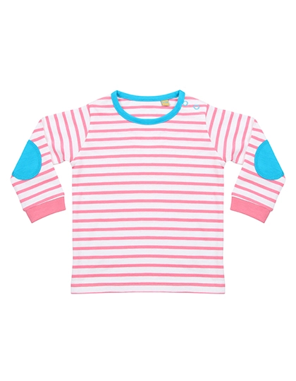 Striped Long Sleeved T-Shirt zum Besticken und Bedrucken in der Farbe Pink-White mit Ihren Logo, Schriftzug oder Motiv.