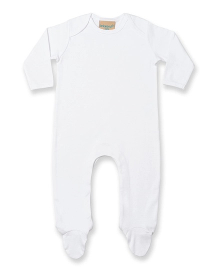 Contrast Long Sleeved Sleepsuit zum Besticken und Bedrucken in der Farbe White-White mit Ihren Logo, Schriftzug oder Motiv.