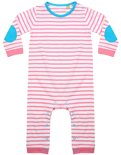 Striped Bodysuit zum Besticken und Bedrucken in der Farbe Pink-White mit Ihren Logo, Schriftzug oder Motiv.