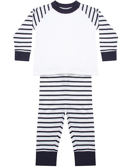 Striped Pyjamas zum Besticken und Bedrucken in der Farbe Navy Stripe-White mit Ihren Logo, Schriftzug oder Motiv.