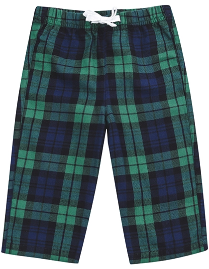 Baby Tartan Trousers zum Besticken und Bedrucken in der Farbe Navy-Green Check mit Ihren Logo, Schriftzug oder Motiv.