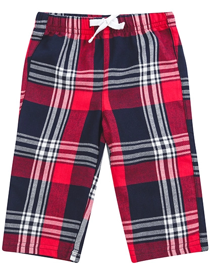 Baby Tartan Trousers zum Besticken und Bedrucken in der Farbe Red-Navy Check mit Ihren Logo, Schriftzug oder Motiv.