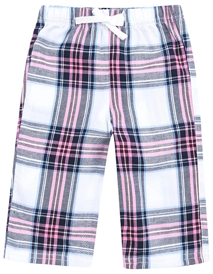 Baby Tartan Trousers zum Besticken und Bedrucken in der Farbe White-Pink Check mit Ihren Logo, Schriftzug oder Motiv.
