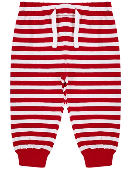 Baby Lounge Pants zum Besticken und Bedrucken in der Farbe Red-White Stripes mit Ihren Logo, Schriftzug oder Motiv.