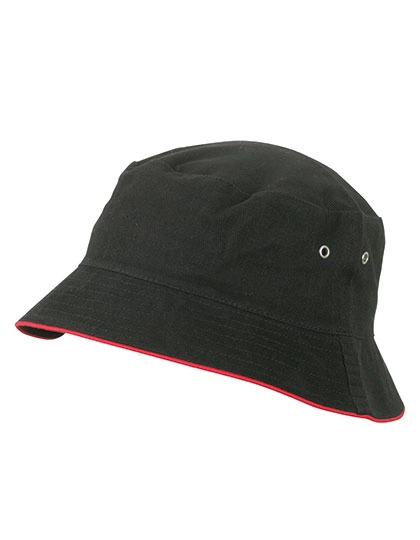 Fisherman Piping Hat zum Besticken und Bedrucken in der Farbe Black-Red mit Ihren Logo, Schriftzug oder Motiv.