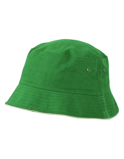 Fisherman Piping Hat zum Besticken und Bedrucken in der Farbe Dark Green-Beige mit Ihren Logo, Schriftzug oder Motiv.