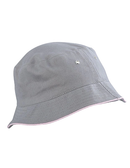 Fisherman Piping Hat zum Besticken und Bedrucken in der Farbe Grey-Light Rosa mit Ihren Logo, Schriftzug oder Motiv.