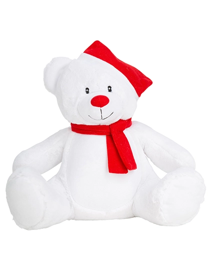 Christmas Zippie Bear zum Besticken und Bedrucken in der Farbe White-Red mit Ihren Logo, Schriftzug oder Motiv.