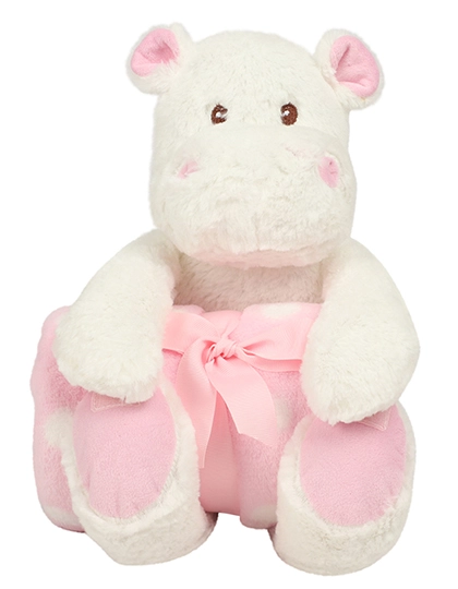 Hippo With Blanket zum Besticken und Bedrucken in der Farbe White-Pink mit Ihren Logo, Schriftzug oder Motiv.