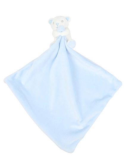 Baby Animal Comforter With Rattle zum Besticken und Bedrucken in der Farbe Blue Bear mit Ihren Logo, Schriftzug oder Motiv.