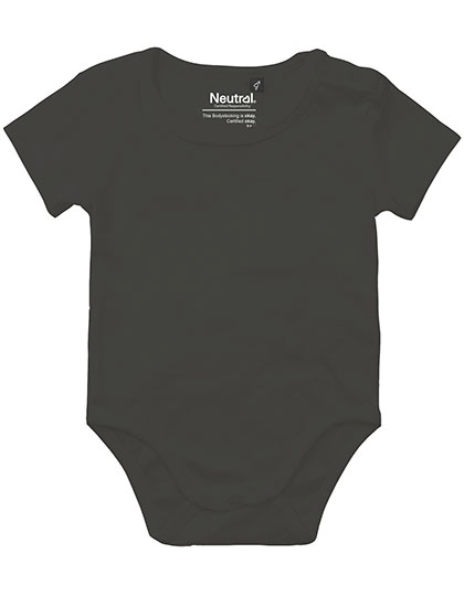 Babies Short Sleeve Bodystocking zum Besticken und Bedrucken in der Farbe Charcoal mit Ihren Logo, Schriftzug oder Motiv.