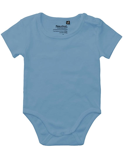 Babies Short Sleeve Bodystocking zum Besticken und Bedrucken in der Farbe Dusty Indigo mit Ihren Logo, Schriftzug oder Motiv.