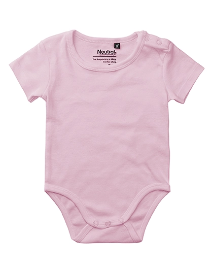 Babies Short Sleeve Bodystocking zum Besticken und Bedrucken in der Farbe Light Pink mit Ihren Logo, Schriftzug oder Motiv.