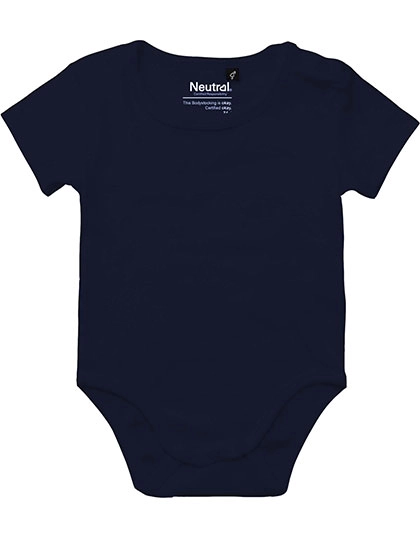 Babies Short Sleeve Bodystocking zum Besticken und Bedrucken in der Farbe Navy mit Ihren Logo, Schriftzug oder Motiv.