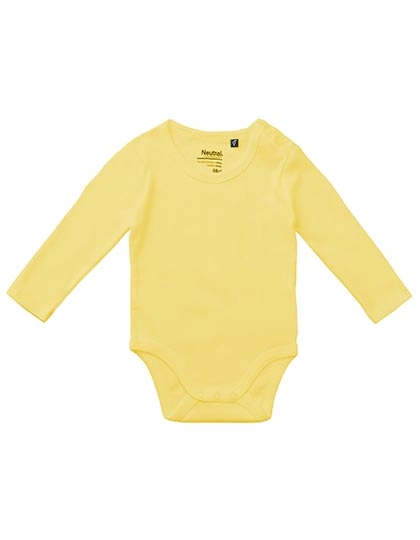 Babies Long Sleeve Bodystocking zum Besticken und Bedrucken in der Farbe Dusty Yellow mit Ihren Logo, Schriftzug oder Motiv.