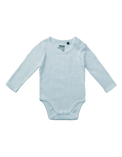 Babies Long Sleeve Bodystocking zum Besticken und Bedrucken in der Farbe Light Blue mit Ihren Logo, Schriftzug oder Motiv.