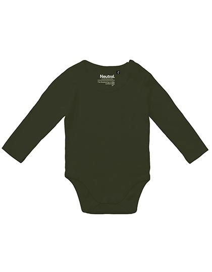 Babies Long Sleeve Bodystocking zum Besticken und Bedrucken in der Farbe Military mit Ihren Logo, Schriftzug oder Motiv.