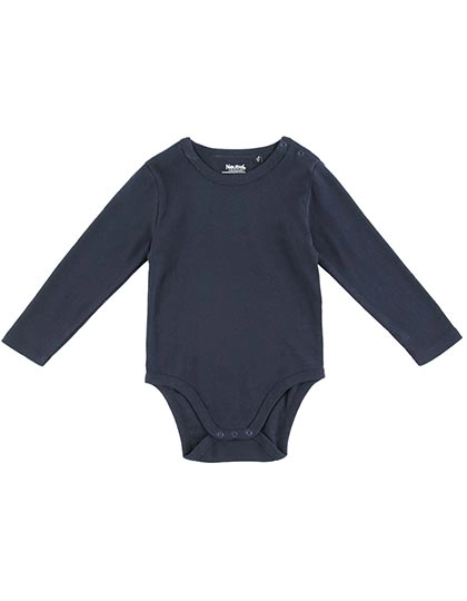 Babies Long Sleeve Bodystocking zum Besticken und Bedrucken in der Farbe Navy mit Ihren Logo, Schriftzug oder Motiv.