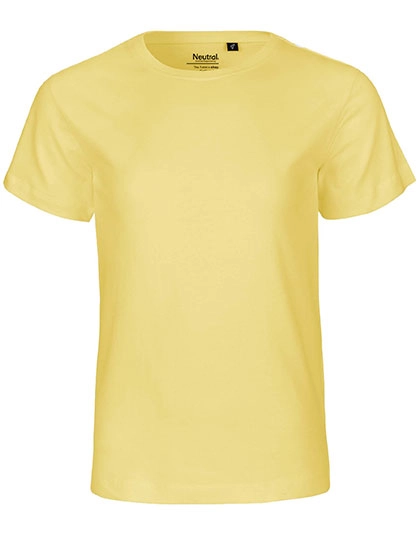 Kids´ Short Sleeve T-Shirt zum Besticken und Bedrucken in der Farbe Dusty Yellow mit Ihren Logo, Schriftzug oder Motiv.