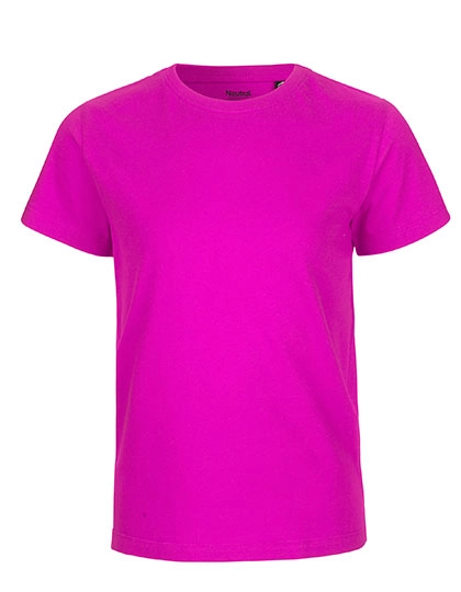 Kids´ Short Sleeve T-Shirt zum Besticken und Bedrucken in der Farbe Pink mit Ihren Logo, Schriftzug oder Motiv.