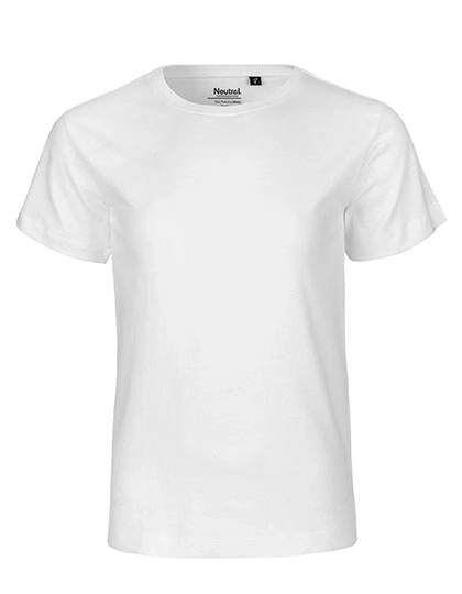 Kids´ Short Sleeve T-Shirt zum Besticken und Bedrucken in der Farbe White mit Ihren Logo, Schriftzug oder Motiv.