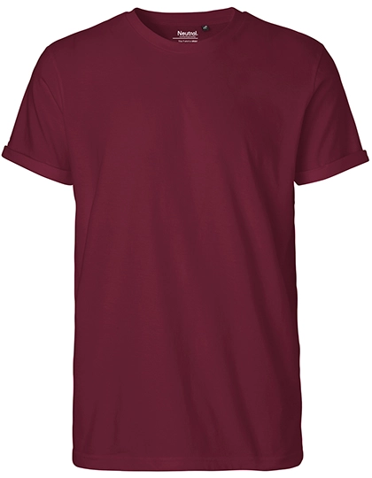 Men´s Roll Up Sleeve T-Shirt zum Besticken und Bedrucken in der Farbe Bordeaux mit Ihren Logo, Schriftzug oder Motiv.