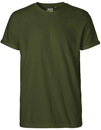 Men´s Roll Up Sleeve T-Shirt zum Besticken und Bedrucken in der Farbe Military mit Ihren Logo, Schriftzug oder Motiv.