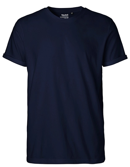 Men´s Roll Up Sleeve T-Shirt zum Besticken und Bedrucken in der Farbe Navy mit Ihren Logo, Schriftzug oder Motiv.