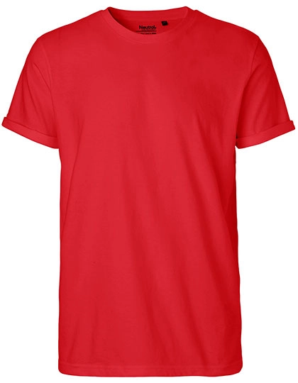 Men´s Roll Up Sleeve T-Shirt zum Besticken und Bedrucken in der Farbe Red mit Ihren Logo, Schriftzug oder Motiv.