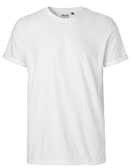 Men´s Roll Up Sleeve T-Shirt zum Besticken und Bedrucken in der Farbe White mit Ihren Logo, Schriftzug oder Motiv.