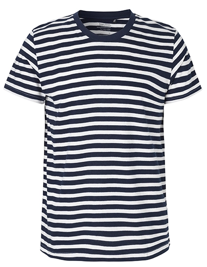 Men´s Fit T-Shirt zum Besticken und Bedrucken in der Farbe White - Navy (Striped) mit Ihren Logo, Schriftzug oder Motiv.