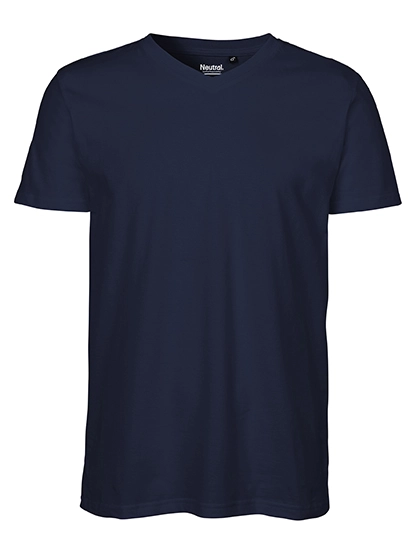Men´s V-Neck T-Shirt zum Besticken und Bedrucken in der Farbe Navy mit Ihren Logo, Schriftzug oder Motiv.