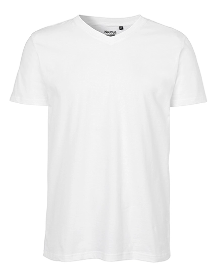 Men´s V-Neck T-Shirt zum Besticken und Bedrucken in der Farbe White mit Ihren Logo, Schriftzug oder Motiv.