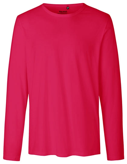 Men´s Long Sleeve T-Shirt zum Besticken und Bedrucken in der Farbe Pink mit Ihren Logo, Schriftzug oder Motiv.