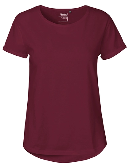 Ladies´ Roll Up Sleeve T-Shirt zum Besticken und Bedrucken in der Farbe Bordeaux mit Ihren Logo, Schriftzug oder Motiv.