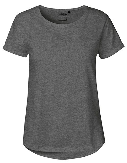 Ladies´ Roll Up Sleeve T-Shirt zum Besticken und Bedrucken in der Farbe Dark Heather mit Ihren Logo, Schriftzug oder Motiv.