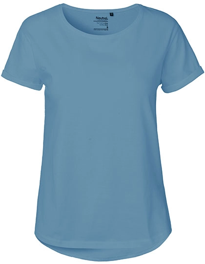 Ladies´ Roll Up Sleeve T-Shirt zum Besticken und Bedrucken in der Farbe Dusty Indigo mit Ihren Logo, Schriftzug oder Motiv.