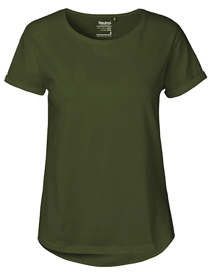 Ladies´ Roll Up Sleeve T-Shirt zum Besticken und Bedrucken in der Farbe Military mit Ihren Logo, Schriftzug oder Motiv.