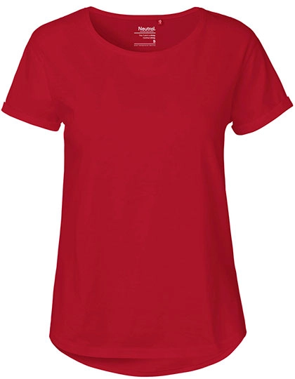 Ladies´ Roll Up Sleeve T-Shirt zum Besticken und Bedrucken in der Farbe Red mit Ihren Logo, Schriftzug oder Motiv.