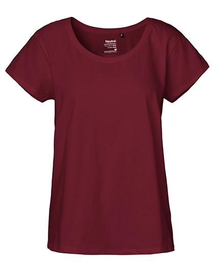 Ladies´ Loose Fit T-Shirt zum Besticken und Bedrucken in der Farbe Bordeaux mit Ihren Logo, Schriftzug oder Motiv.