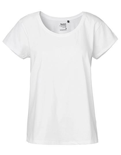 Ladies´ Loose Fit T-Shirt zum Besticken und Bedrucken in der Farbe White mit Ihren Logo, Schriftzug oder Motiv.