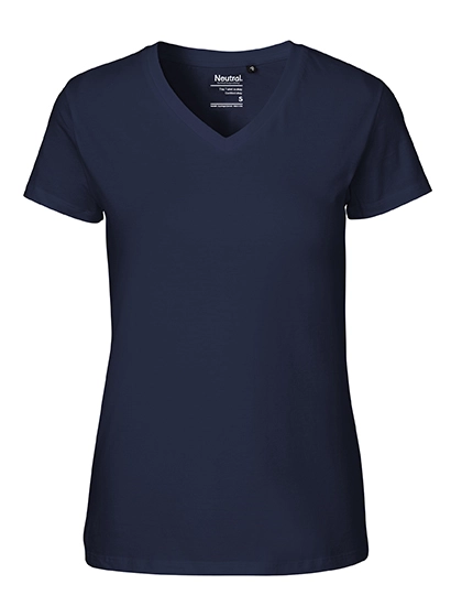 Ladies´ V-Neck T-Shirt zum Besticken und Bedrucken in der Farbe Navy mit Ihren Logo, Schriftzug oder Motiv.